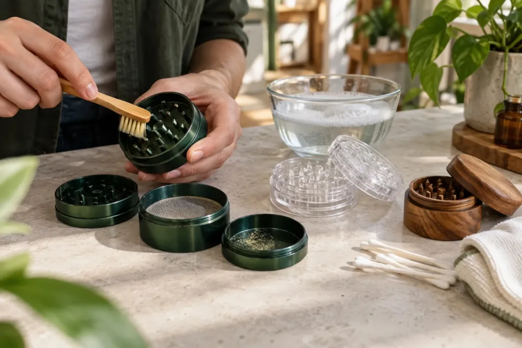 nettoyage d un grinder avec une brosse