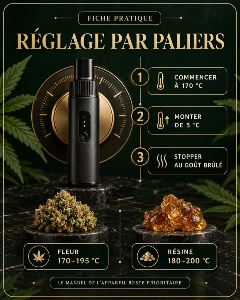 reglage vapo chauffe cbd paliers de chauffe